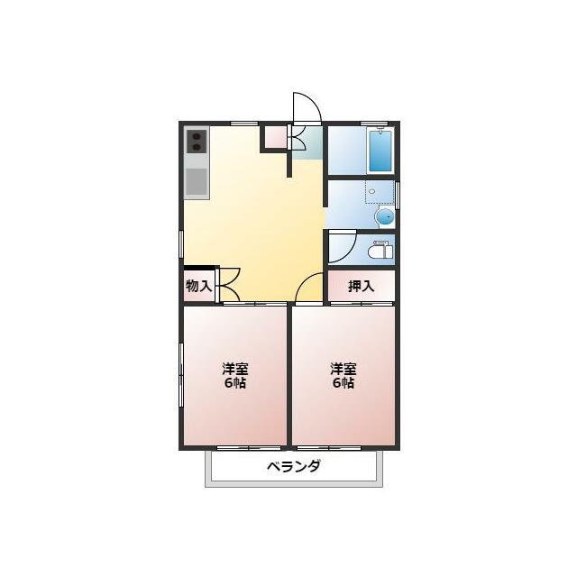 コーポさかえ(2DK/2階)の間取り写真