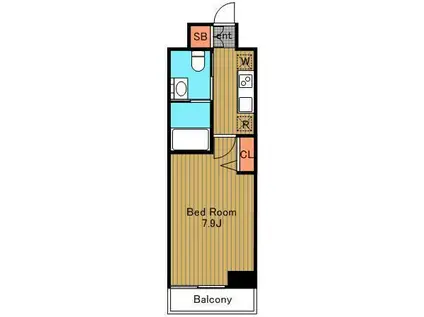 プラウドフラット東中野(1K/5階)の間取り写真