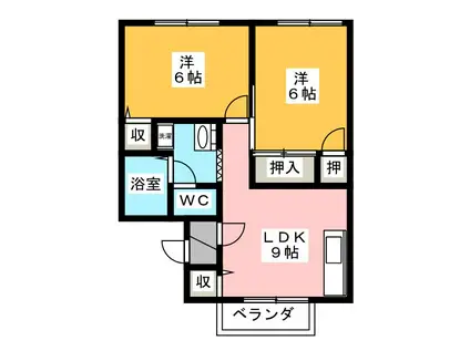 ヴァン・セジュール(2DK/1階)の間取り写真