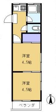 ふじみ荘(2K/2階)の間取り写真