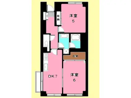 コリーヌ八雲 弐番館(2DK/2階)の間取り写真