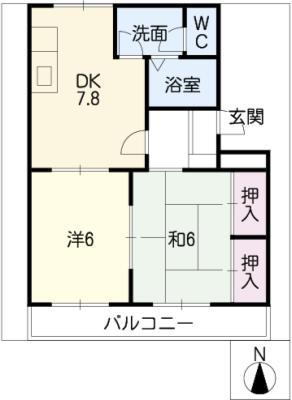 コンフォールシャトー(2DK/2階)の間取り写真