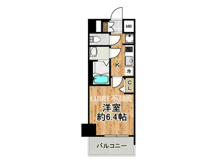 アドバンス大阪カーサ(1K/9階)の間取り写真