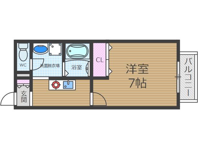 アンプルールMILLE(1K/1階)の間取り写真
