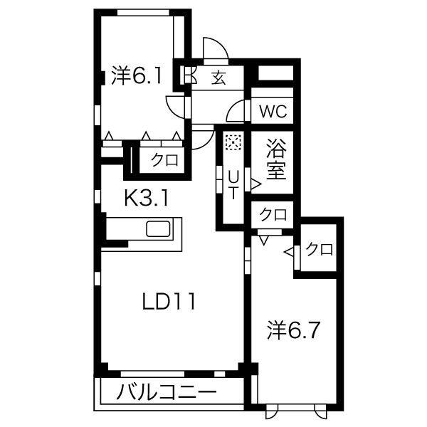 STOCK(2LDK/2階)の間取り写真