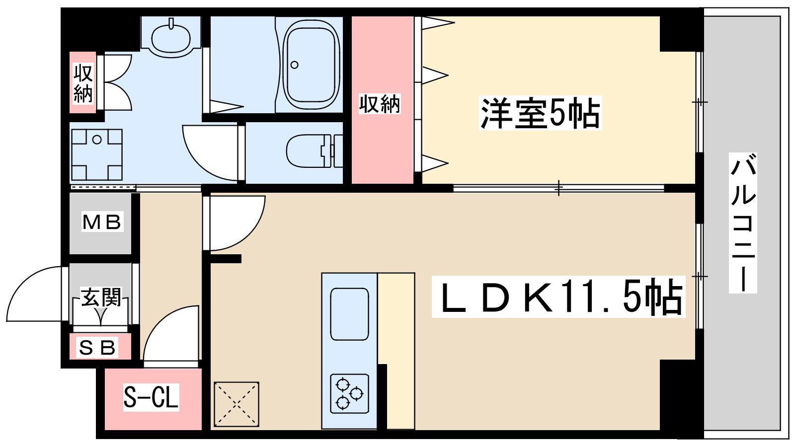 ディームス新大阪(1LDK/9階)の間取り写真