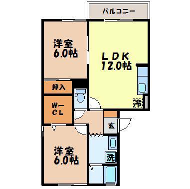 まなび野七番館(2LDK/2階)の間取り写真