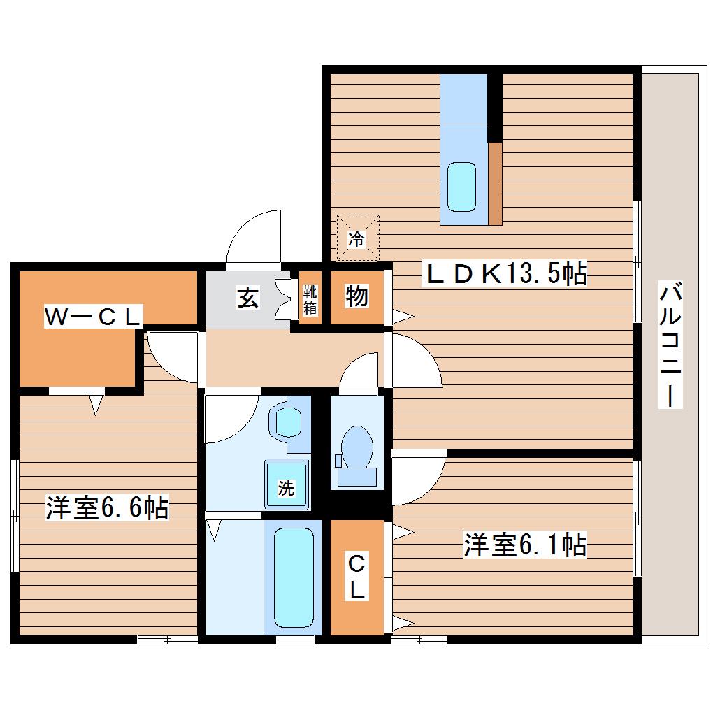 RUPOSEIII(2LDK/2階)の間取り写真