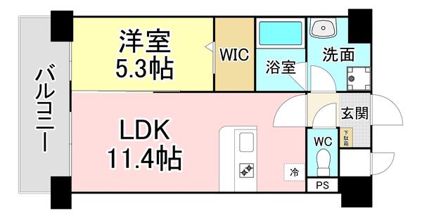 ネクステージ三萩野(1LDK/6階)の間取り写真