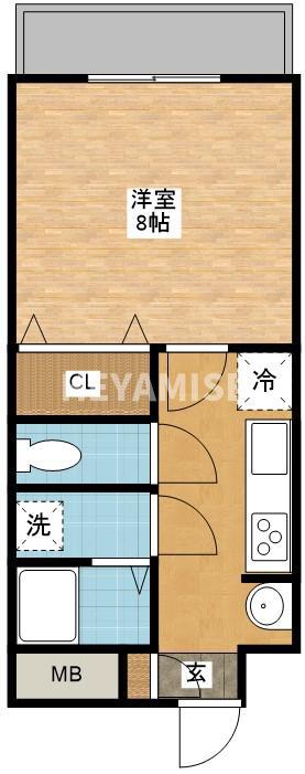 ベアハイツII(1K/3階)の間取り写真