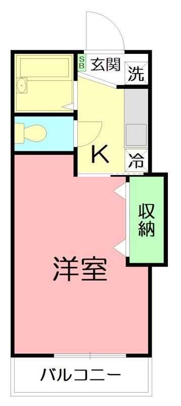 ピュア湘南(1K/1階)の間取り写真