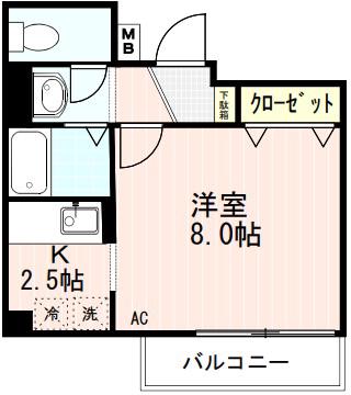 フルールパレス(1K/2階)の間取り写真