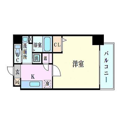 ソラシア京橋大阪城(1K/3階)の間取り写真