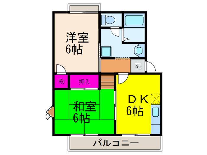 シャトルガーデン殿町A(2DK/2階)の間取り写真
