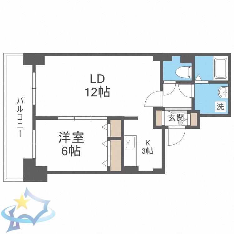 ティアラタワー中島倶楽部(1LDK/31階)の間取り写真