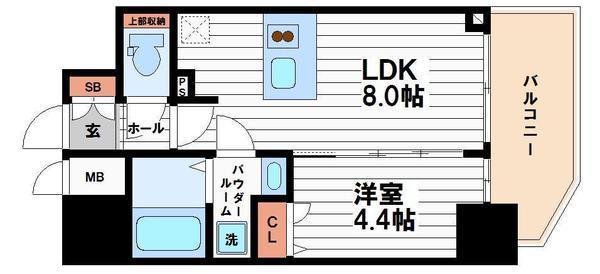 プレサンス北浜オリジン(1LDK/3階)の間取り写真