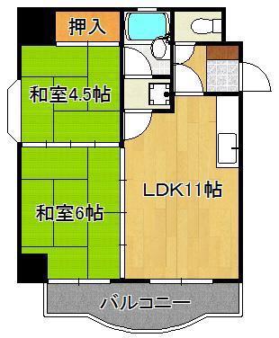 内山第20ビル(2LDK/3階)の間取り写真