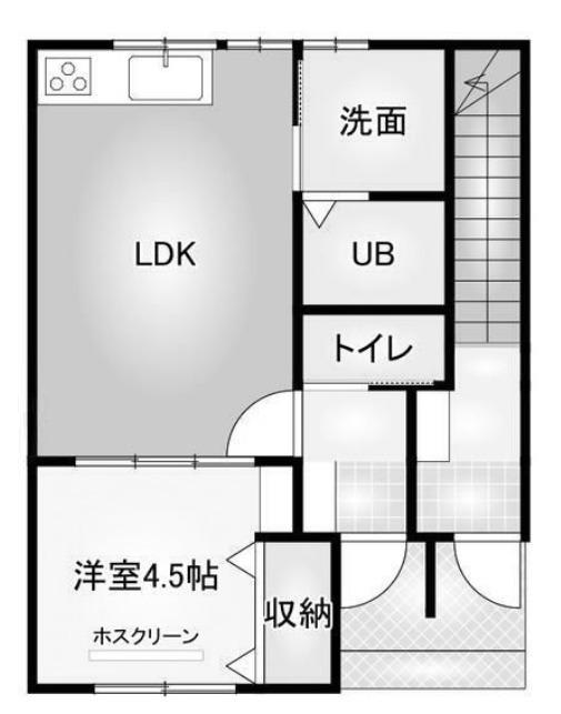 カンパニア西の土居弐番館(1LDK/1階)の間取り写真