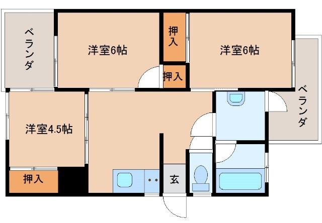 トマトハイツ(3DK/4階)の間取り写真