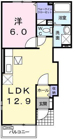 グレイス吉田 I番館(1LDK/1階)の間取り写真