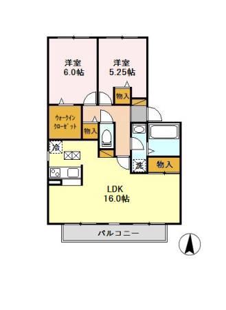 コートエスペランサーC(2LDK/1階)の間取り写真