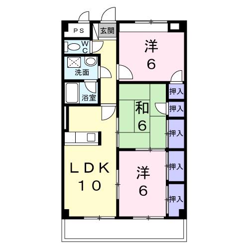 ボンヌール(3LDK/3階)の間取り写真