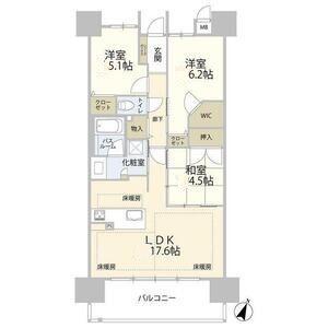カルティア刈谷松坂(3LDK/14階)の間取り写真