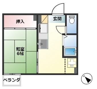 オーラ・コート杭瀬(1DK/2階)の間取り写真
