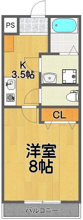 ラボーナ実籾(1K/1階)の間取り写真