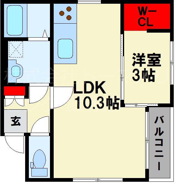 TRIOVE飯塚バスターミナル前(1LDK/3階)の間取り写真