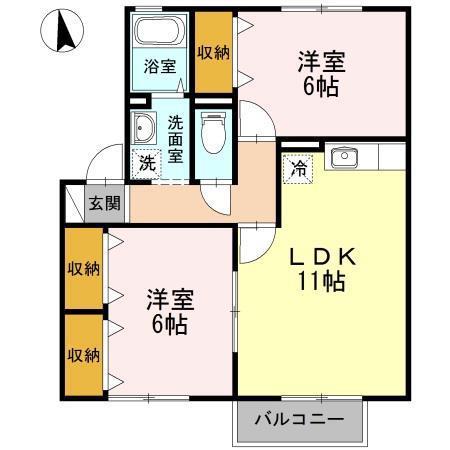 セジュールT・T(2LDK/1階)の間取り写真