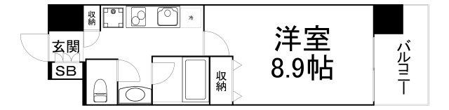 アーバンエース夕陽丘パル(1K/8階)の間取り写真