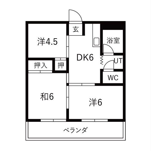 コーポ大晴(3DK/3階)の間取り写真