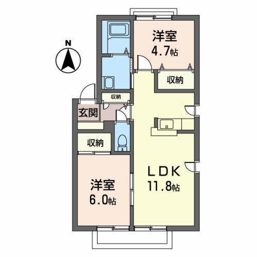 リバティハウスII(2LDK/2階)の間取り写真