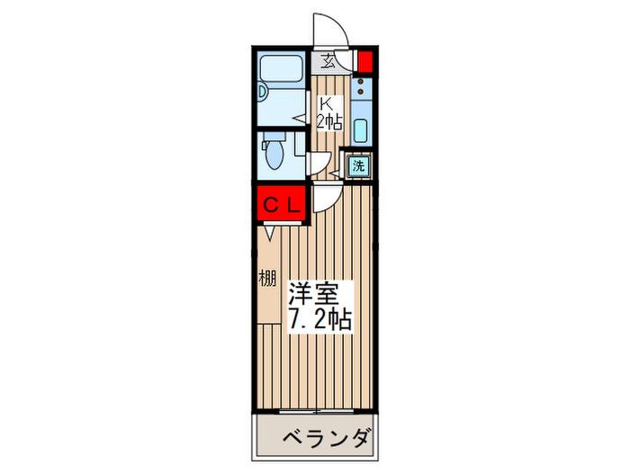エノキハウス(1K/2階)の間取り写真