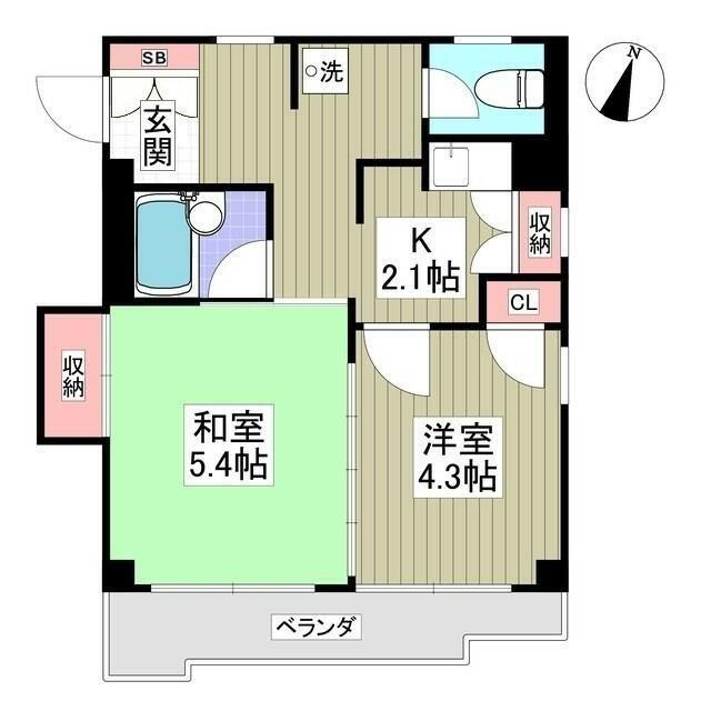 石井KOシティ(2K/3階)の間取り写真