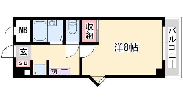 メゾンデール本町(1K/4階)の間取り写真