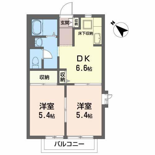 イーストディアコート(2DK/2階)の間取り写真