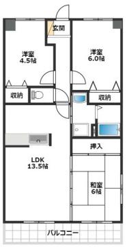 ルナパーク(3LDK/1階)の間取り写真