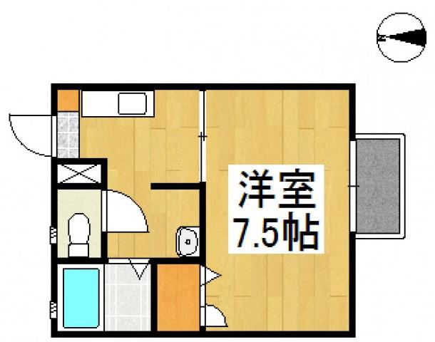 TORTOISE A棟(1K/2階)の間取り写真