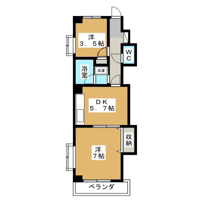 シンフォニー三鷹(2DK/3階)の間取り写真