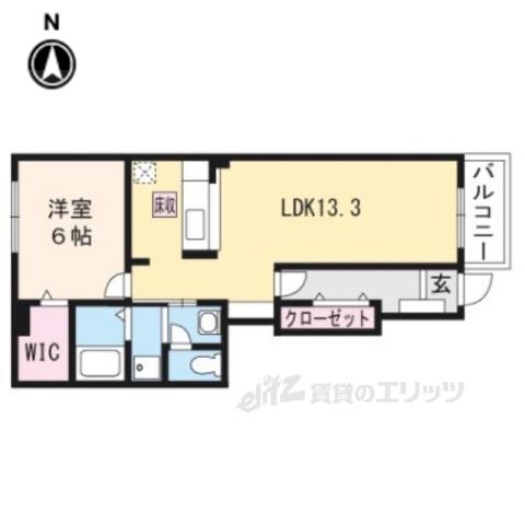 アクアビュー Ⅲ(1LDK/1階)の間取り写真