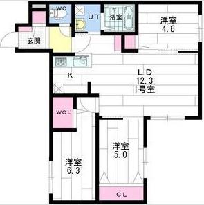 COMFORT(3LDK/3階)の間取り写真