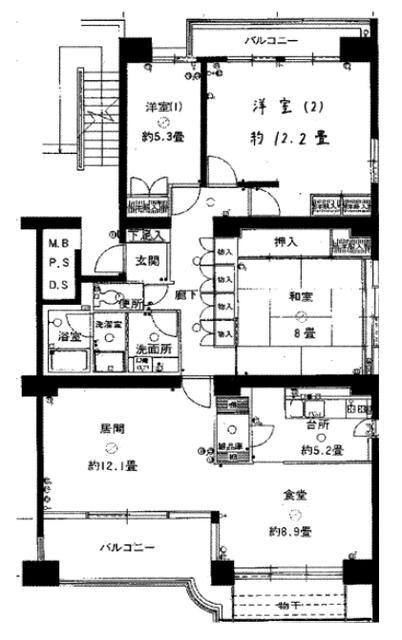 大倉山ハイム6号棟(3LDK/7階)の間取り写真