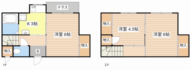 ヴィラナリー米原I号棟(3K/1階)の間取り写真