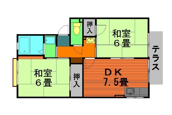 レジデンス永井(2DK/1階)の間取り写真