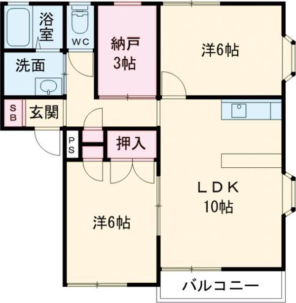 ジョイフルA(2LDK/1階)の間取り写真