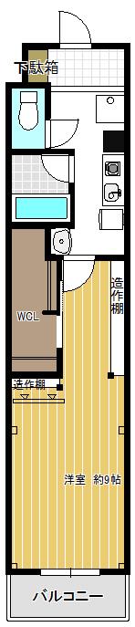 グランドヒルズ酒井(1K/2階)の間取り写真