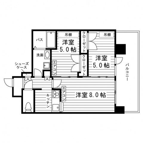 ドゥーエセンター北(2LDK/10階)の間取り写真