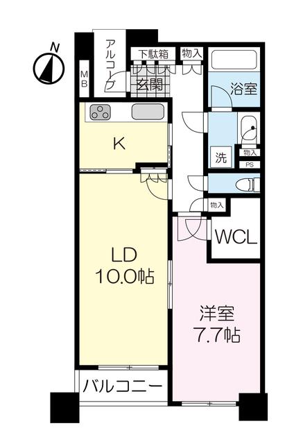 五橋パークホームズ仙台中央ガーデンコート1110(1LDK/1階)の間取り写真